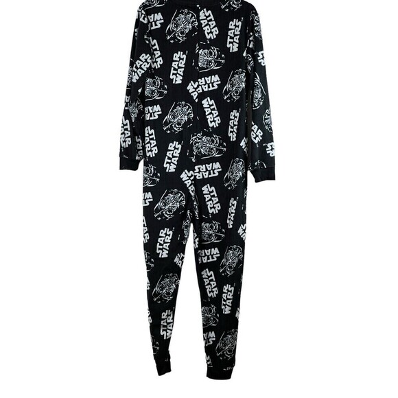 Star Wars Darth Vader Adult Fleece One Piece Pajamas Black White Size Small NEW - Picture 8 of 9